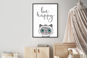 Poster für das Kinderzimmer - Katze2 - be happy - titoprint.de