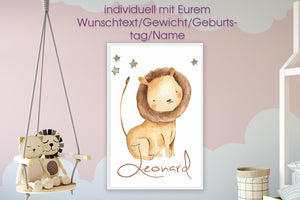 Poster für das Kinderzimmer - Löwe - personalisiert - titoprint.de